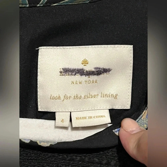 Kate Spade Black Cotton Tweed Floral Blossom Trim Fit & Flare Size 4 - Picture 2 of 6